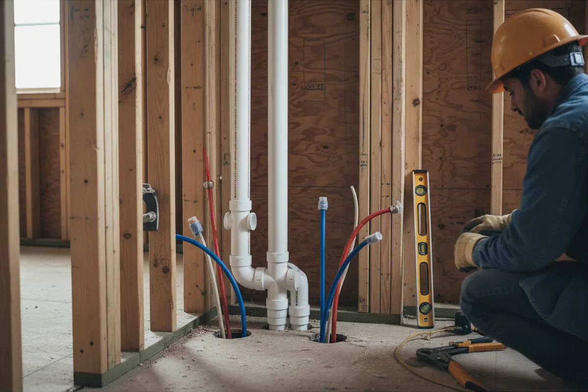 Drain and supply rough-in during Drain Cleaning in Welch